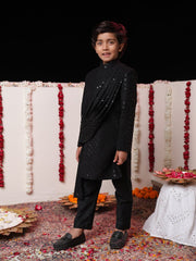 Boys' Black Sherwani Set