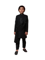 Boys' Black Sherwani Set