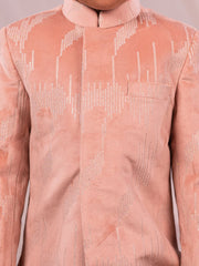 Boys' Peach And Cream Sherwani Set