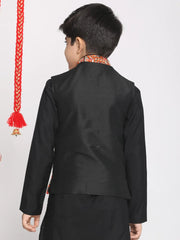 Boys' Orange And Black Nehru Jacket