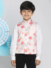 Boys' Multicolor-Base-Peach Nehru Jacket