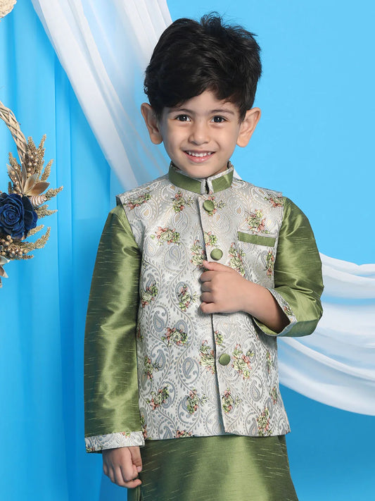 Boys' Green Nehru Jacket