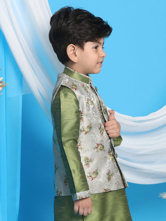 Boys' Green Nehru Jacket