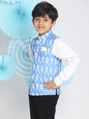 Boys' Aqua Blue Ikkat Nehru Jacket