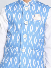 Boys' Aqua Blue Ikkat Nehru Jacket