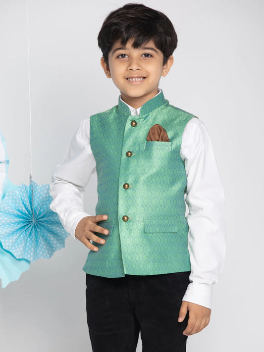 Boys' Green Nehru Jacket