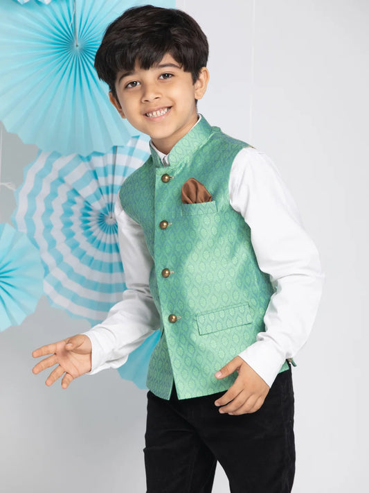 Boys' Green Nehru Jacket