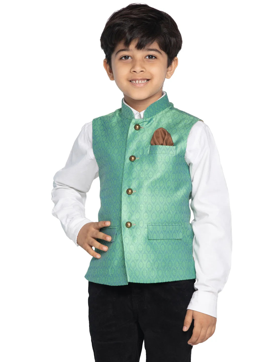 Boys' Green Nehru Jacket