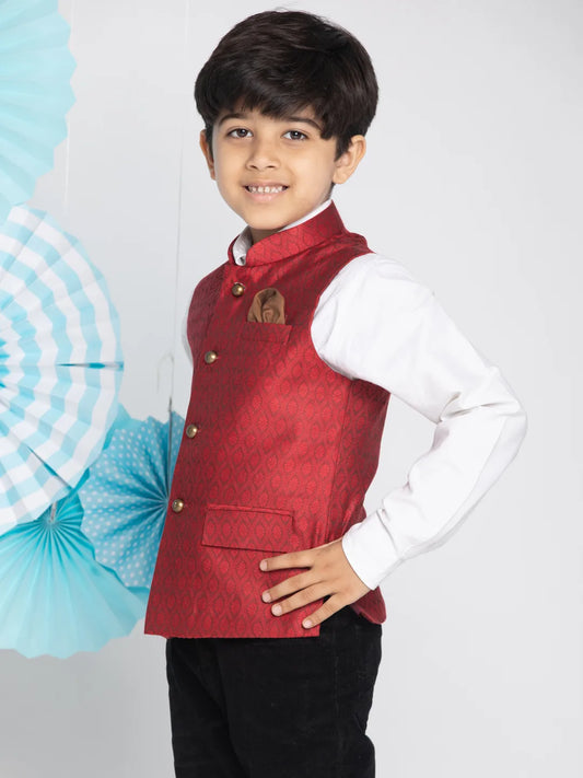 Boys' Maroon Nehru Jacket