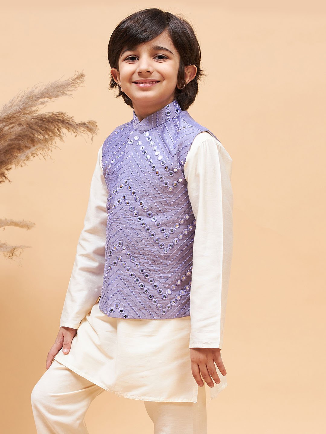 Boys' Purple Nehru Jacket