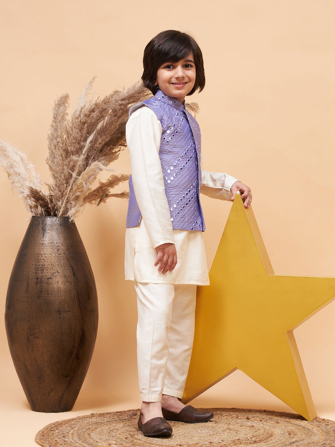 Boys' Purple Nehru Jacket