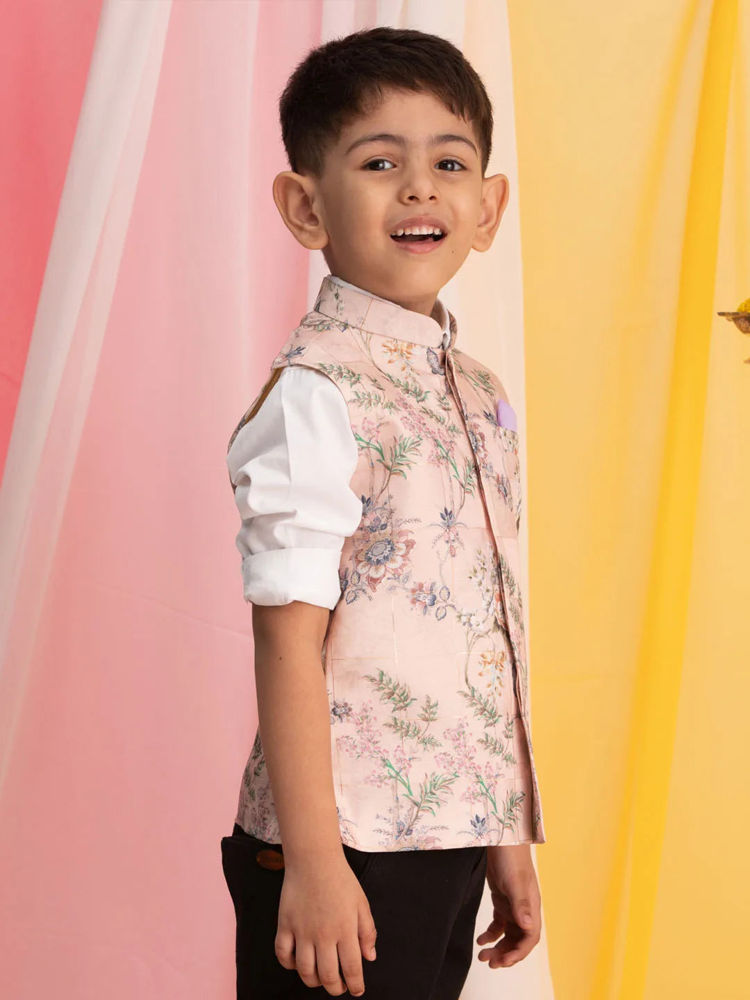 Boys' Pink Nehru Jacket