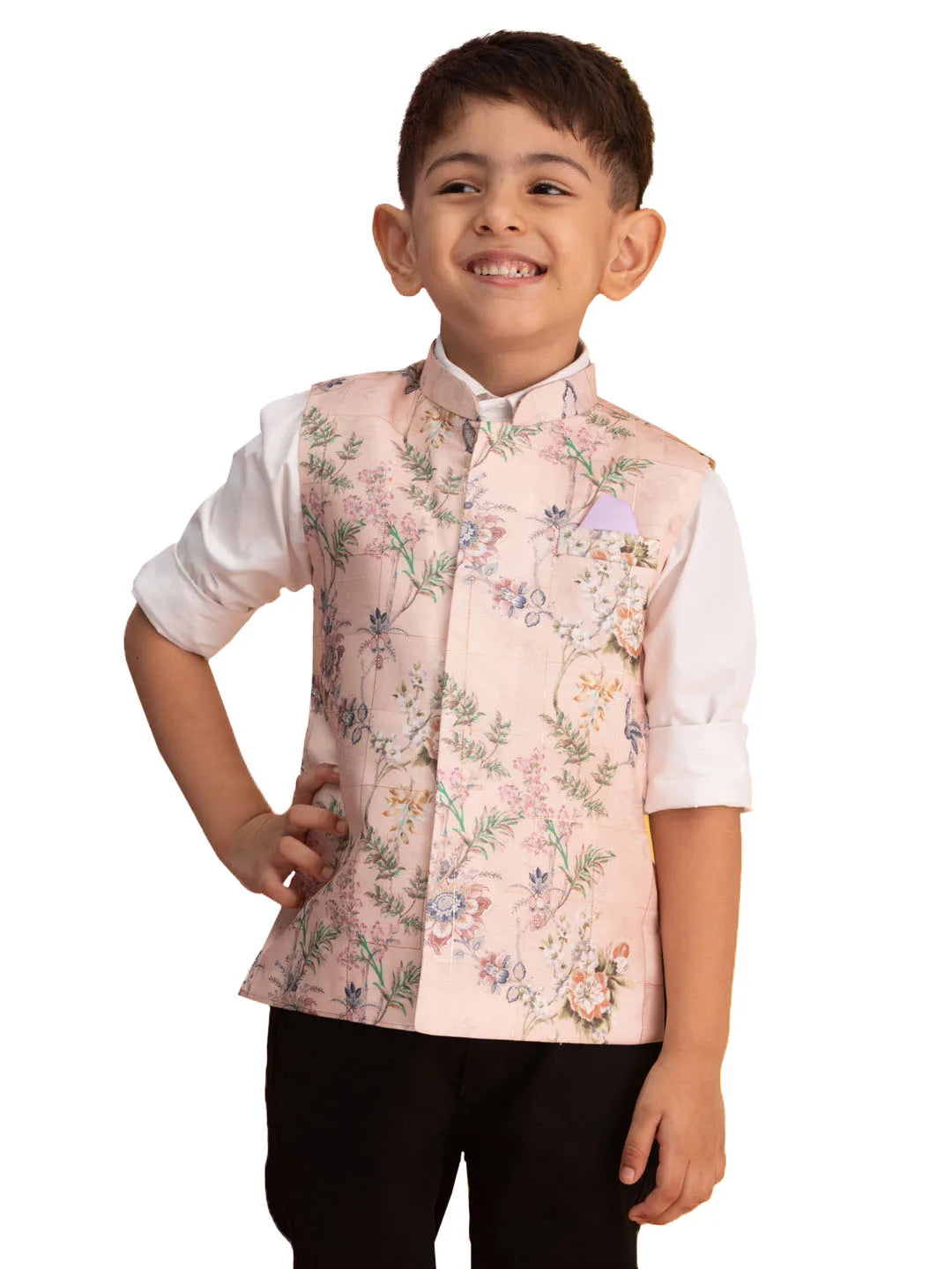 Boys' Pink Nehru Jacket