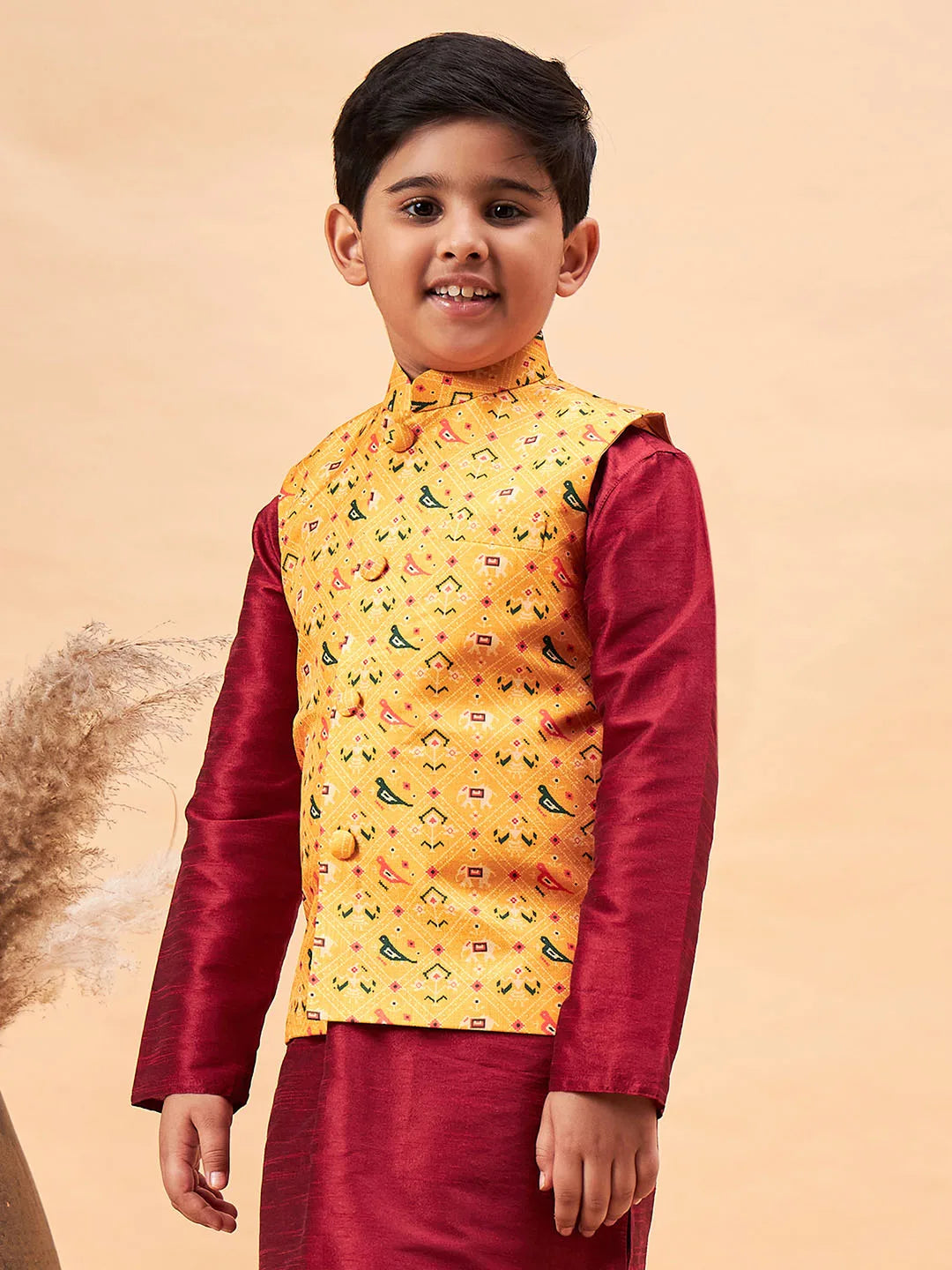 Boys' Yellow Nehru Jacket