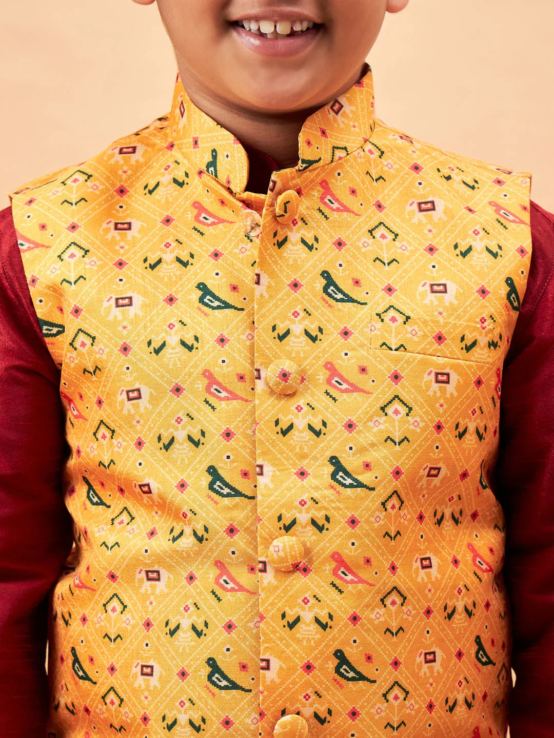 Boys' Yellow Nehru Jacket