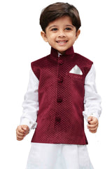 Boys' Maroon Velvet Nehru Jacket