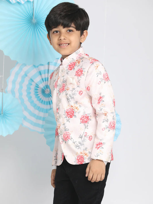 Boys' Multicolor-Base-Peach Jodhpuri