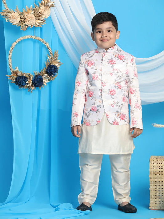 Boys' Peach And Cream Ethnic Combo Set