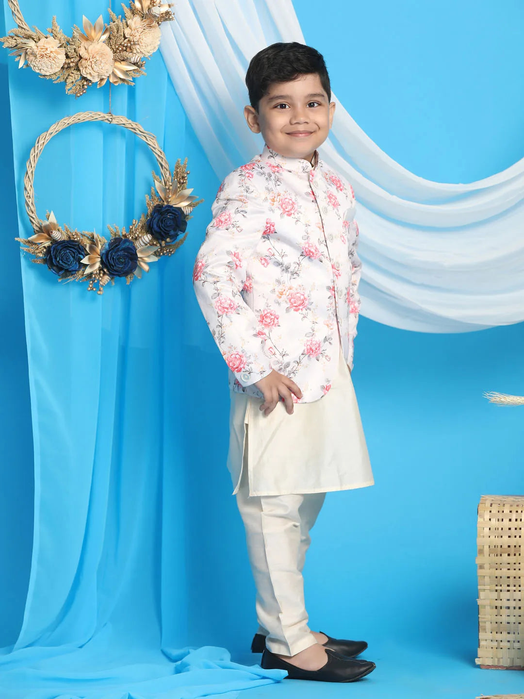 Boys' Peach And Cream Ethnic Combo Set