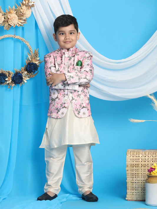 Boys' Pink And Cream Ethnic Combo Set