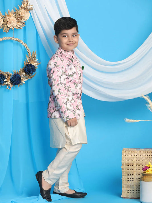 Boys' Pink And Cream Ethnic Combo Set