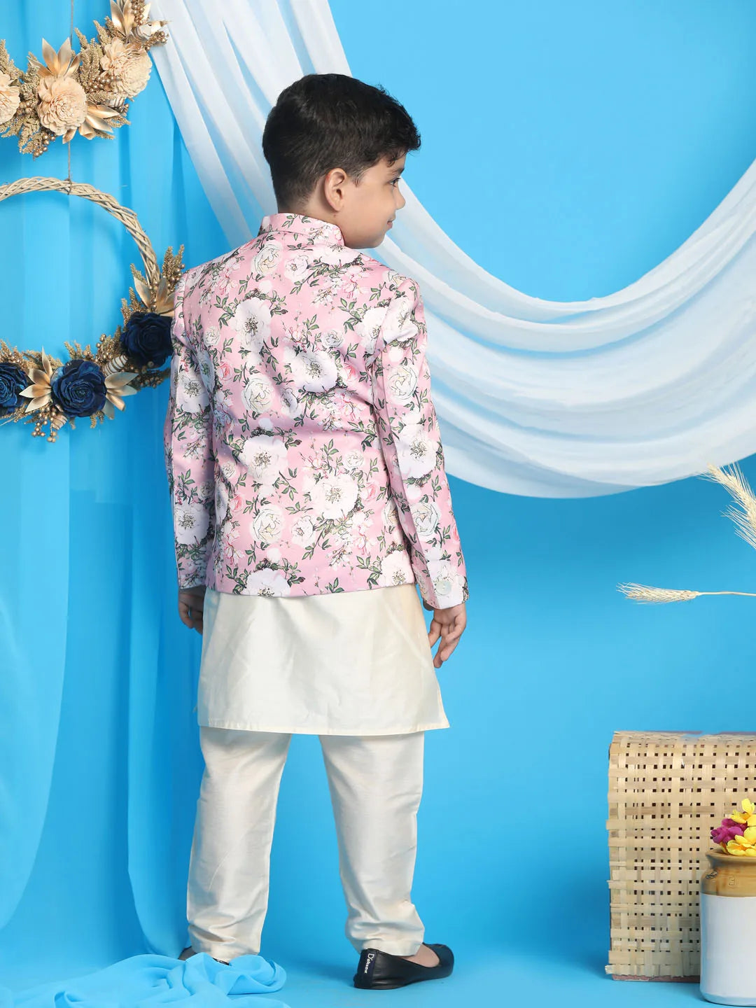 Boys' Pink And Cream Ethnic Combo Set