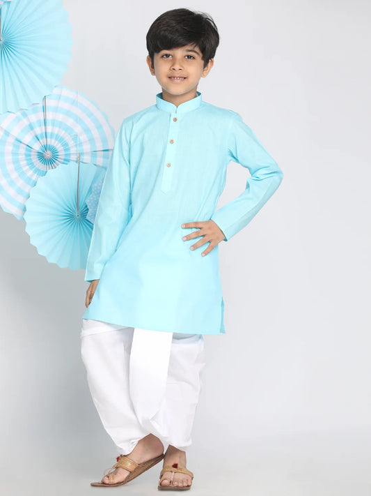 Boys' Aqua Blue Kurta and Dhoti Set