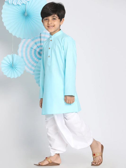 Boys' Aqua Blue Kurta and Dhoti Set