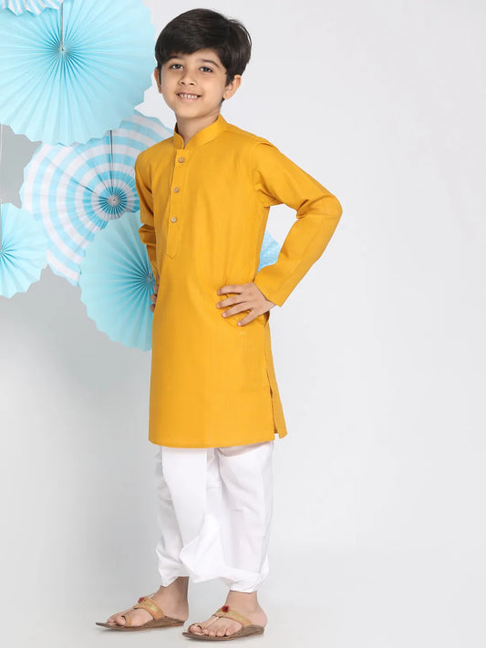 Boys' Mustard Yellow Kurta and Dhoti Set