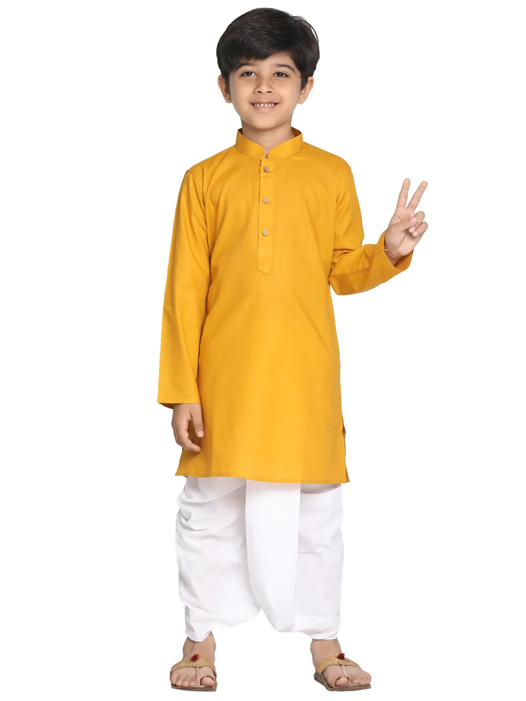 Boys' Mustard Yellow Kurta and Dhoti Set