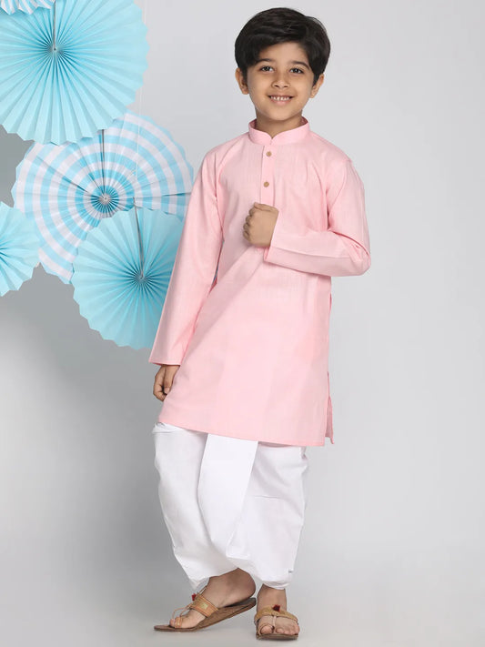 Boys' Pink Kurta and Dhoti Set