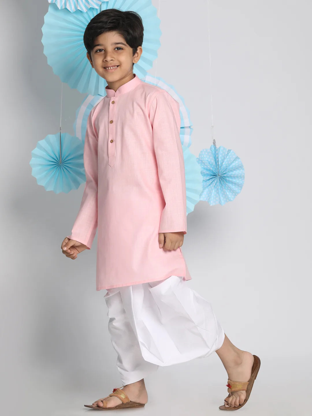 Boys' Pink Kurta and Dhoti Set