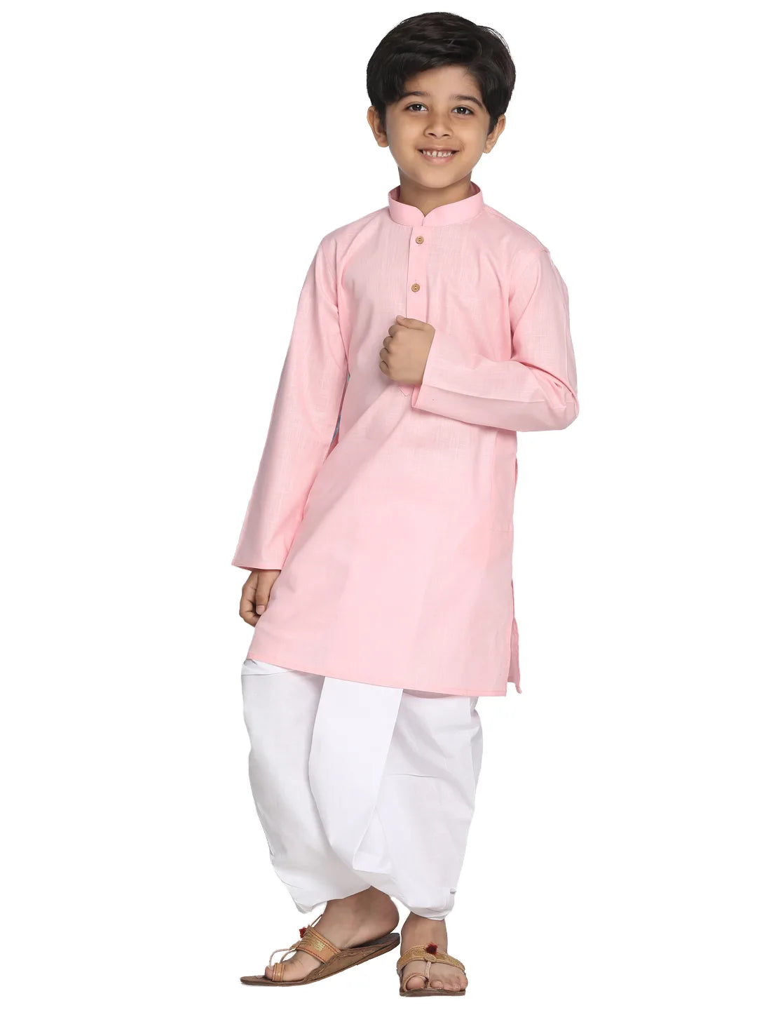 Boys' Pink Kurta and Dhoti Set