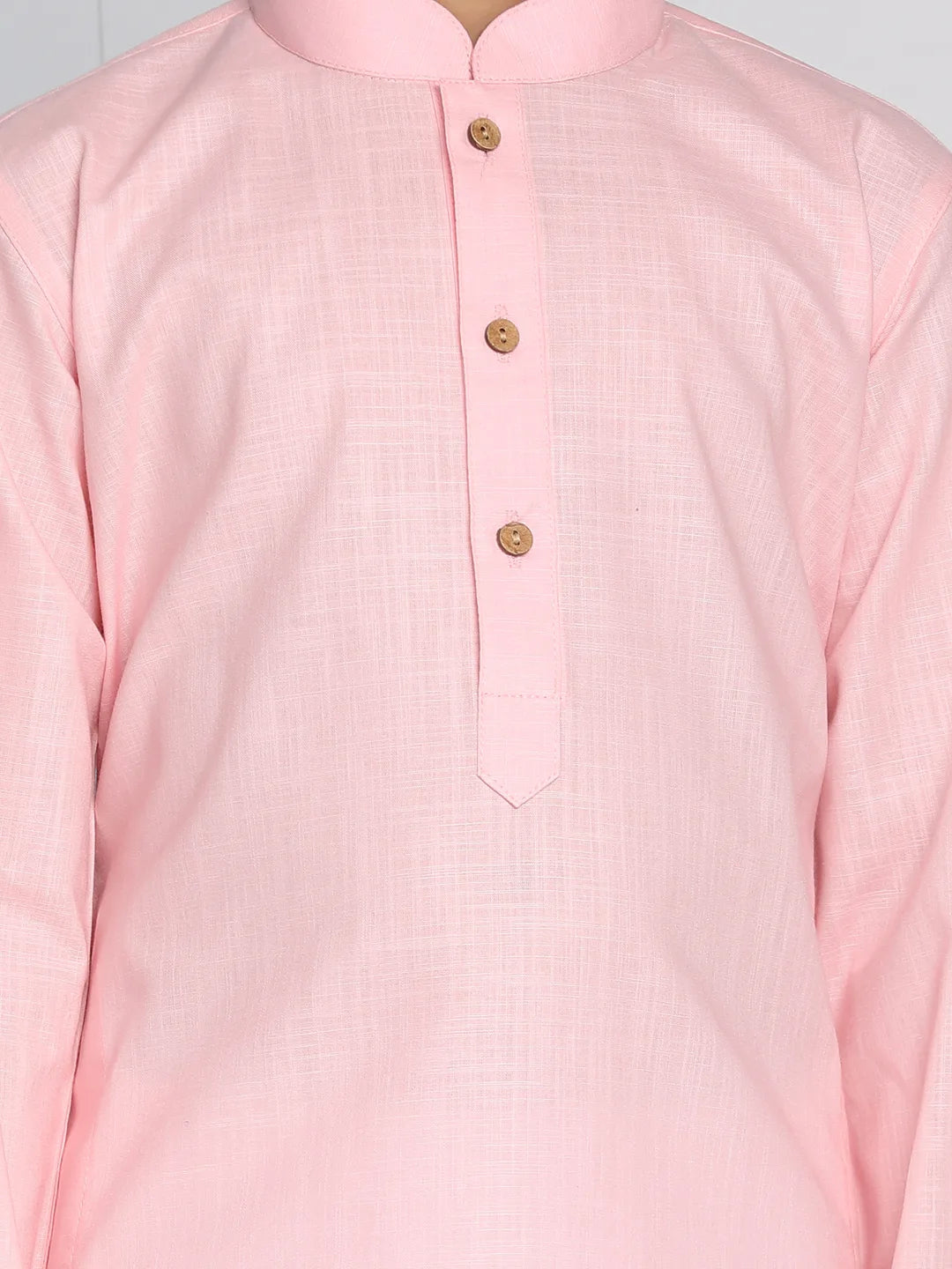 Boys' Pink And White Kurta Pyjama Set