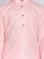 Boys' Pink And White Kurta Pyjama Set