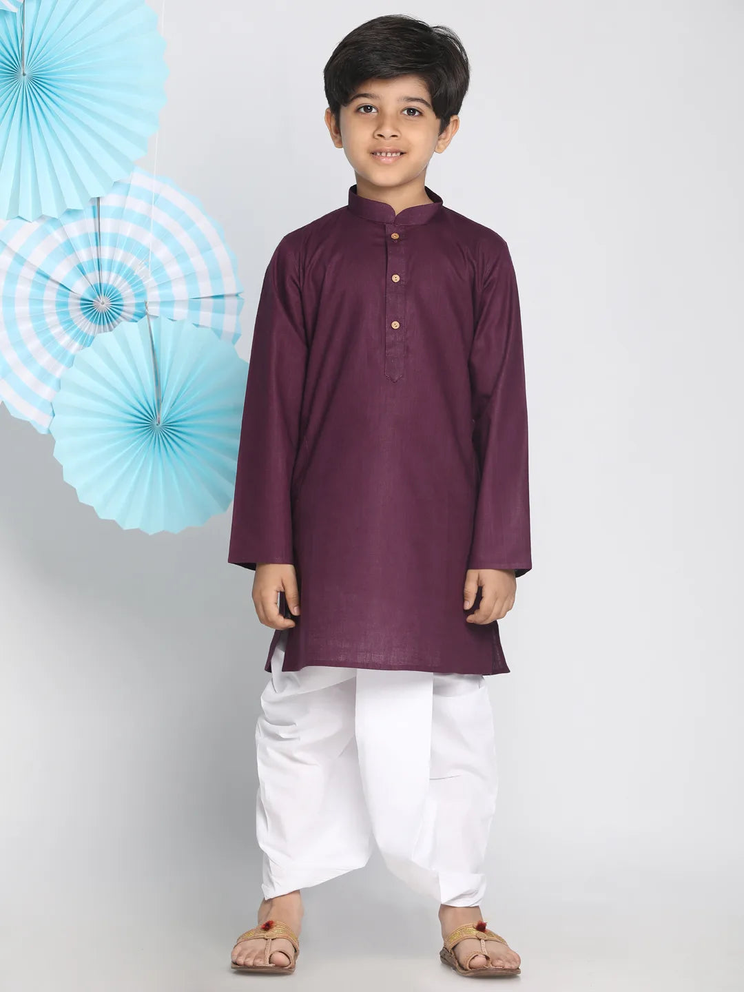 Boys' Purple Kurta and Dhoti Set