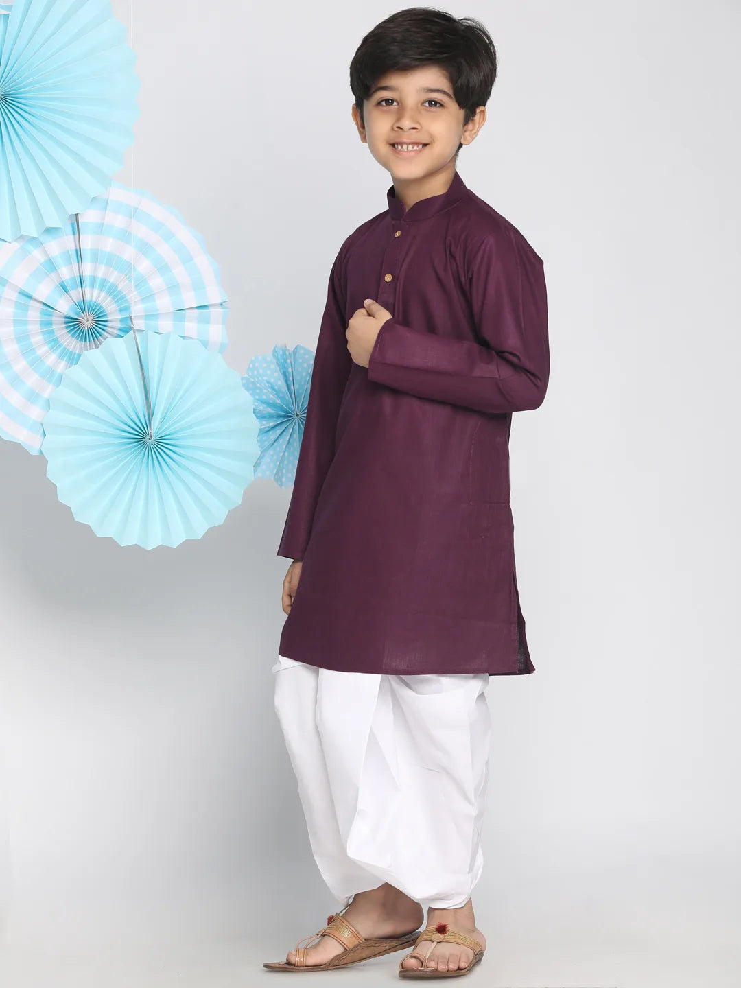 Boys' Purple Kurta and Dhoti Set