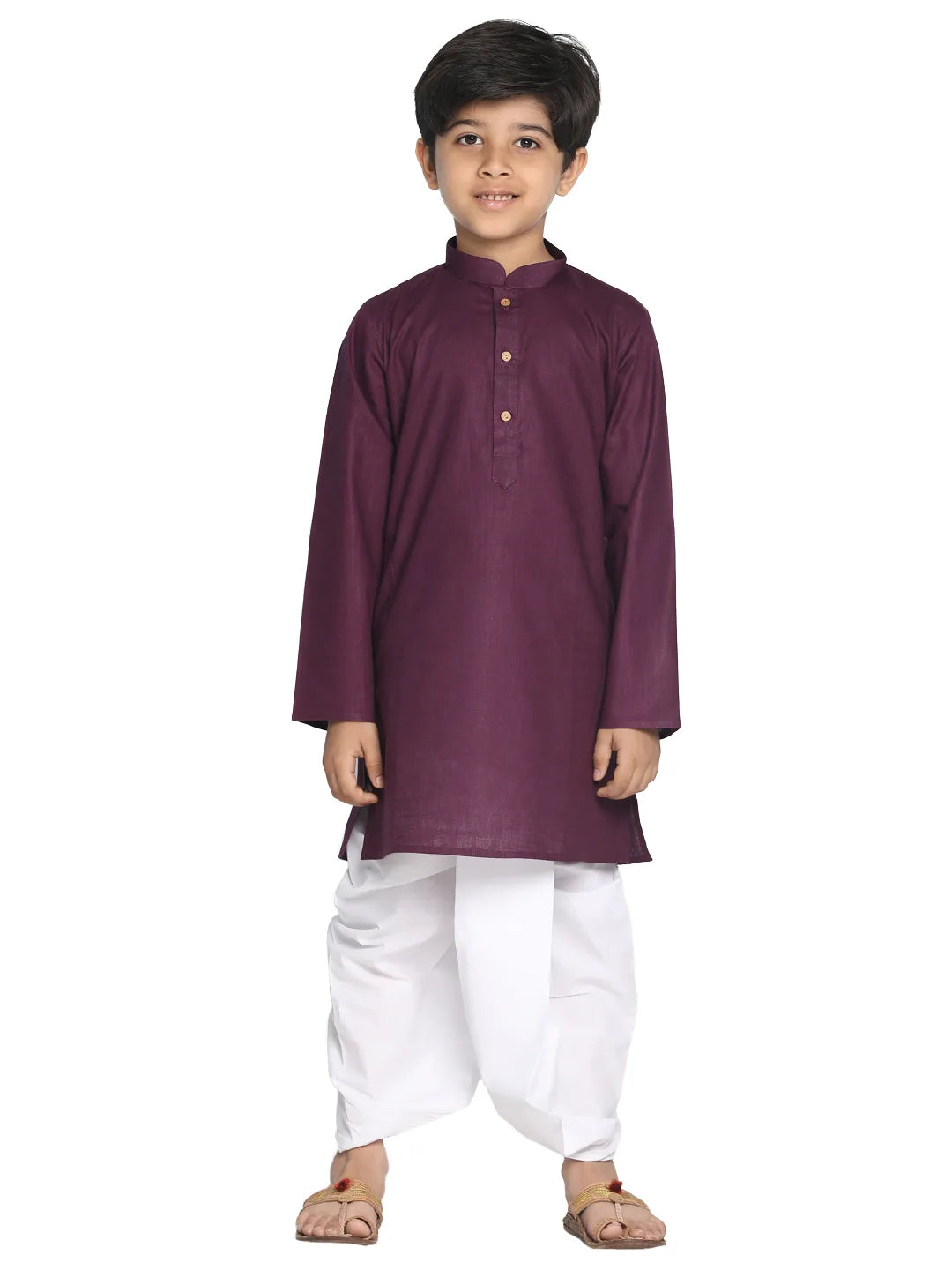 Boys' Purple Kurta and Dhoti Set