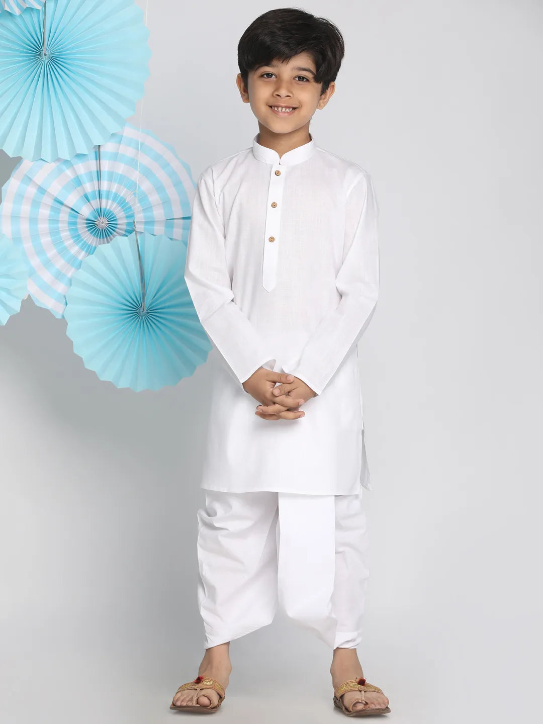 Boys' White Kurta and Dhoti Set