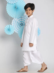 Boys' White Kurta and Dhoti Set