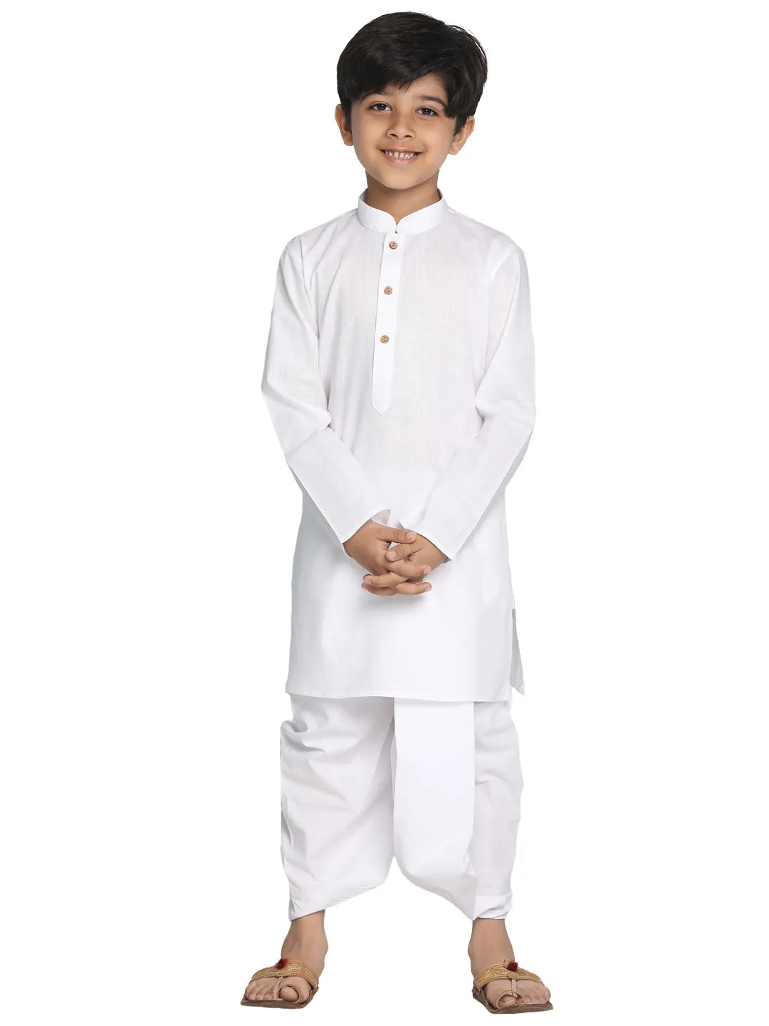 Boys' White Kurta and Dhoti Set