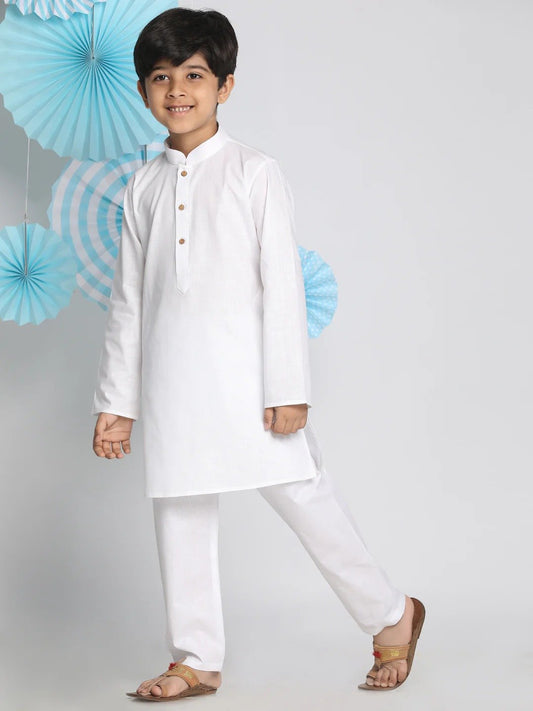 Boys' White Kurta Pyjama Set