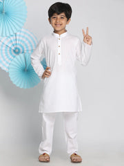 Boys' White Kurta Pyjama Set