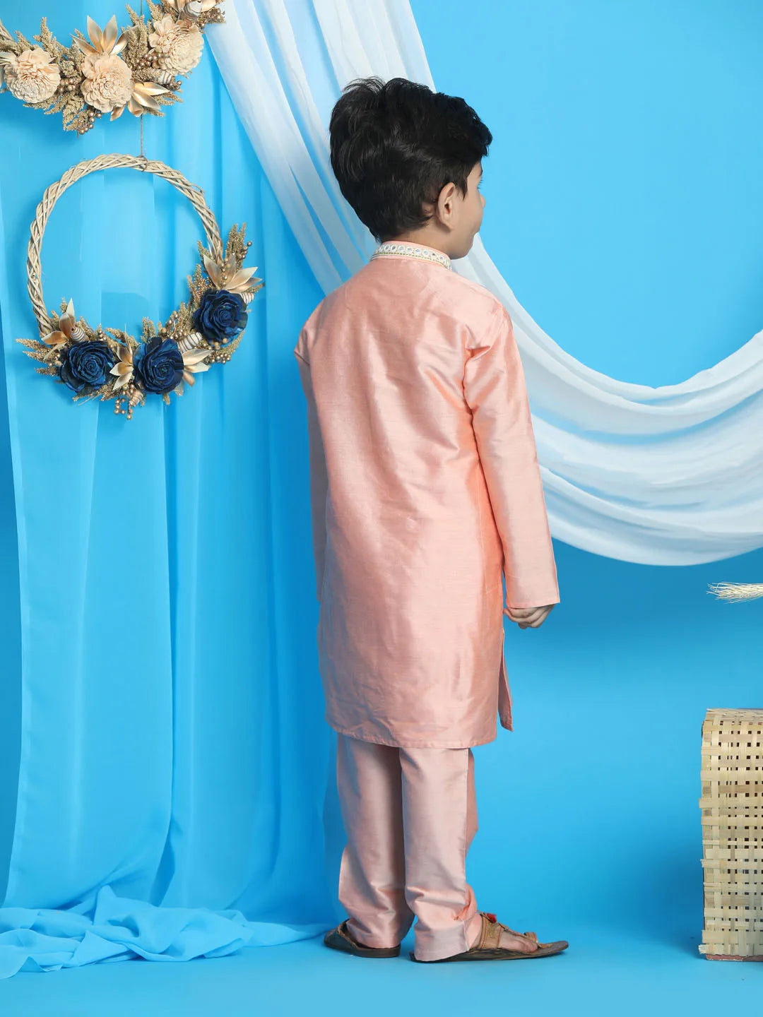 Boys’ Pink Kurta And Pyjama