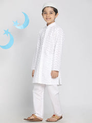 Boys' White Kurta Pyjama Set