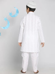 Boys' White Kurta Pyjama Set