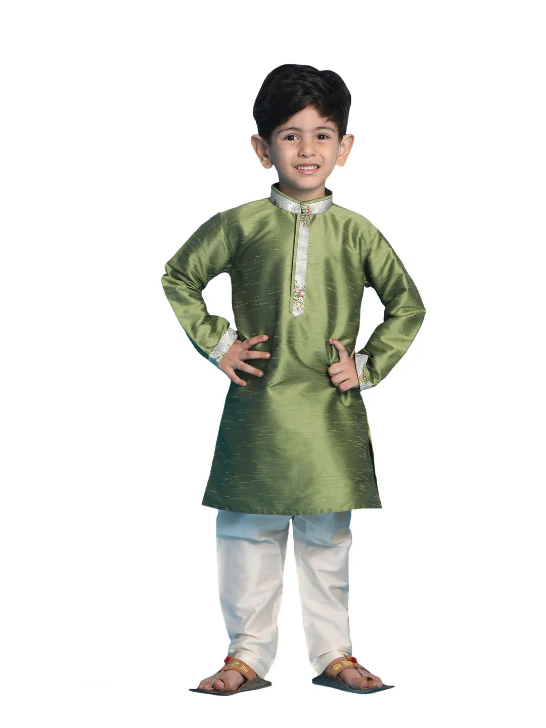 Boys' Green Kurta Pyjama Set