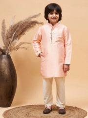 Boys' Peach Kurta Pyjama Set