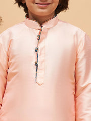 Boys' Peach Kurta Pyjama Set