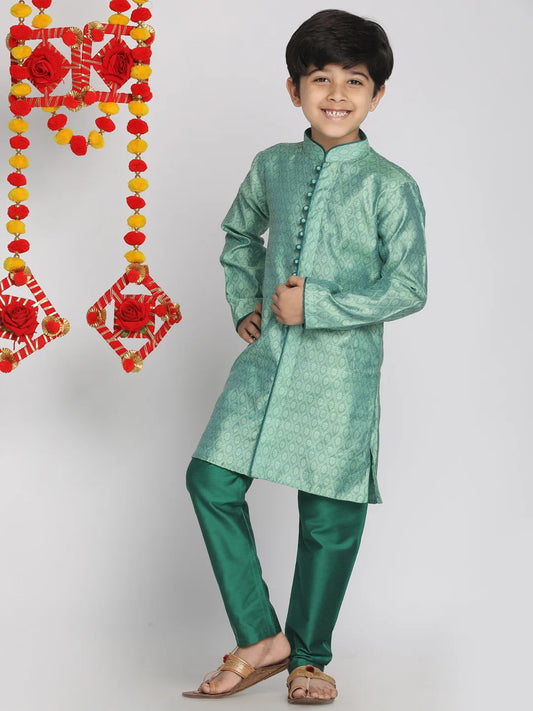 Boys' Green Kurta Pyjama Set